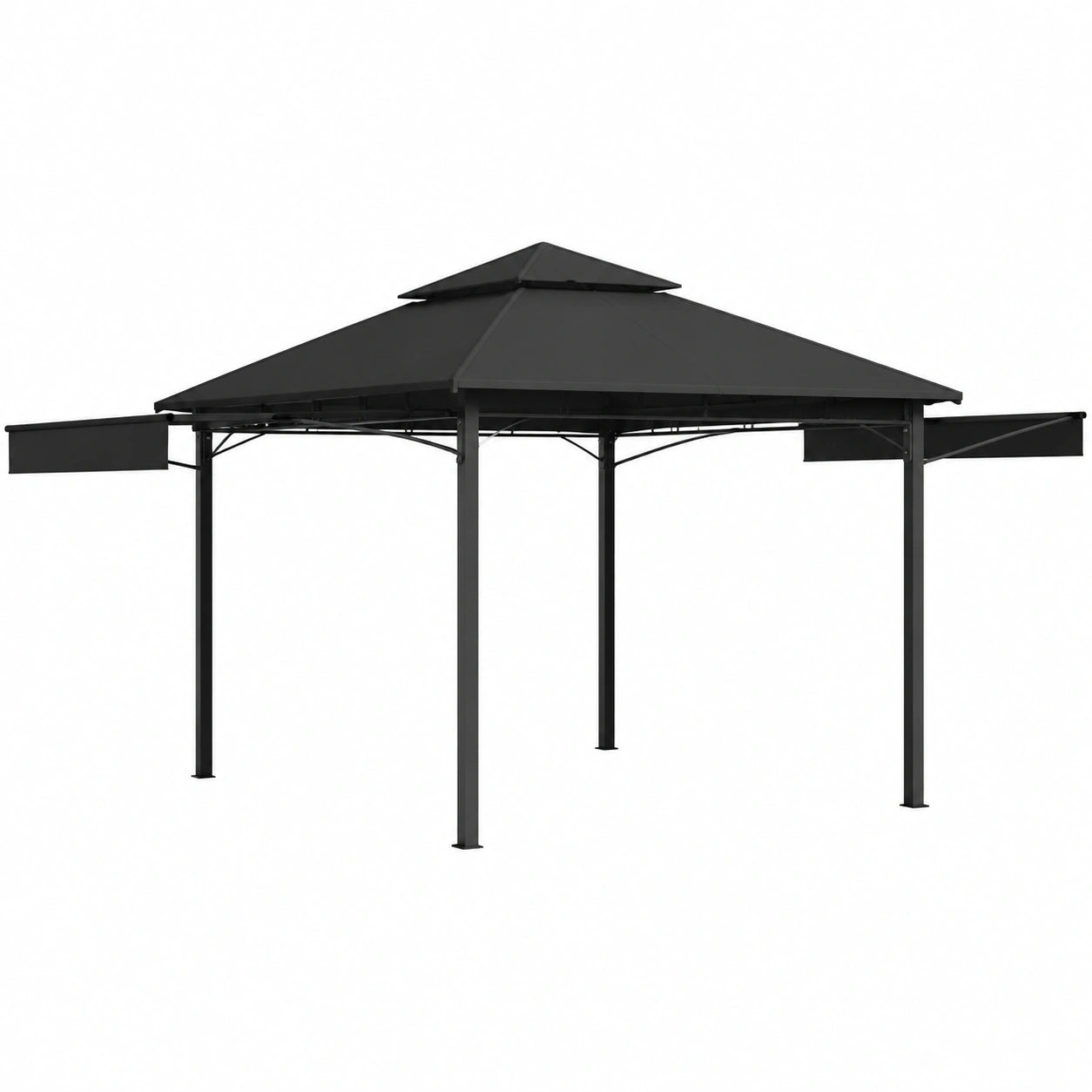 Gartenpavillon mit doppelt ausziehbarem Dach, 3x3x2,75 m, Anthrazit, 180 g/m²