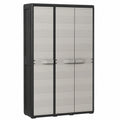 Kunststoff-Gartenschrank mit Regalen in Schwarz und Grau