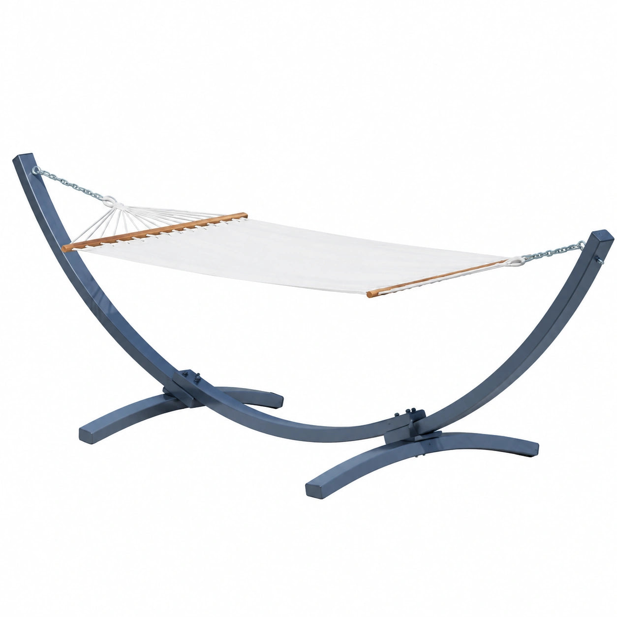 ALEOS. Einzelne Hängematte mit Metallgestell 375 cm - Inklusive Stabhängematte Capri Creme, Ketten und Karabiner für den Garten