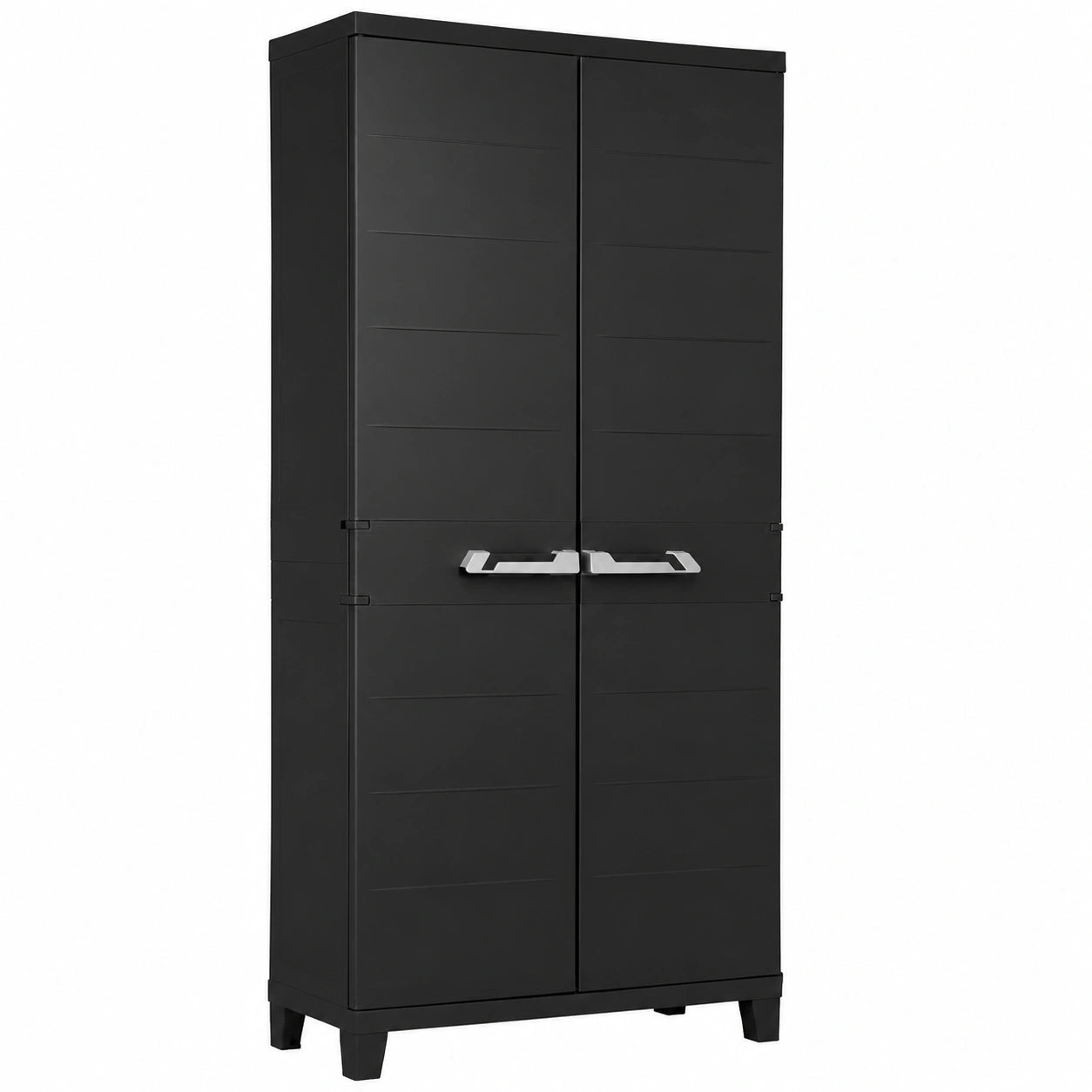 Ondis24 Mehrzweck-Kunststoffschrank 172cm, 3 verstellbare Böden, abschließbar, Schwarz