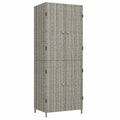 Garten Schrank aus Poly-Rattan, Grau, 59x40x180 cm
