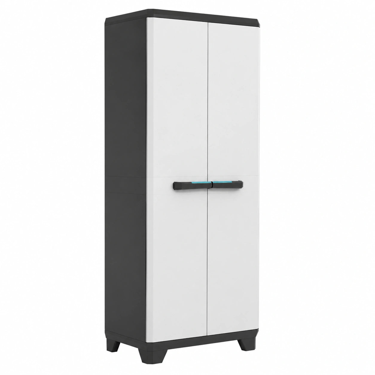 Keter Linear Hochregal aus Kunststoff, hellgrau/schwarz/blau, 68x39x173 cm