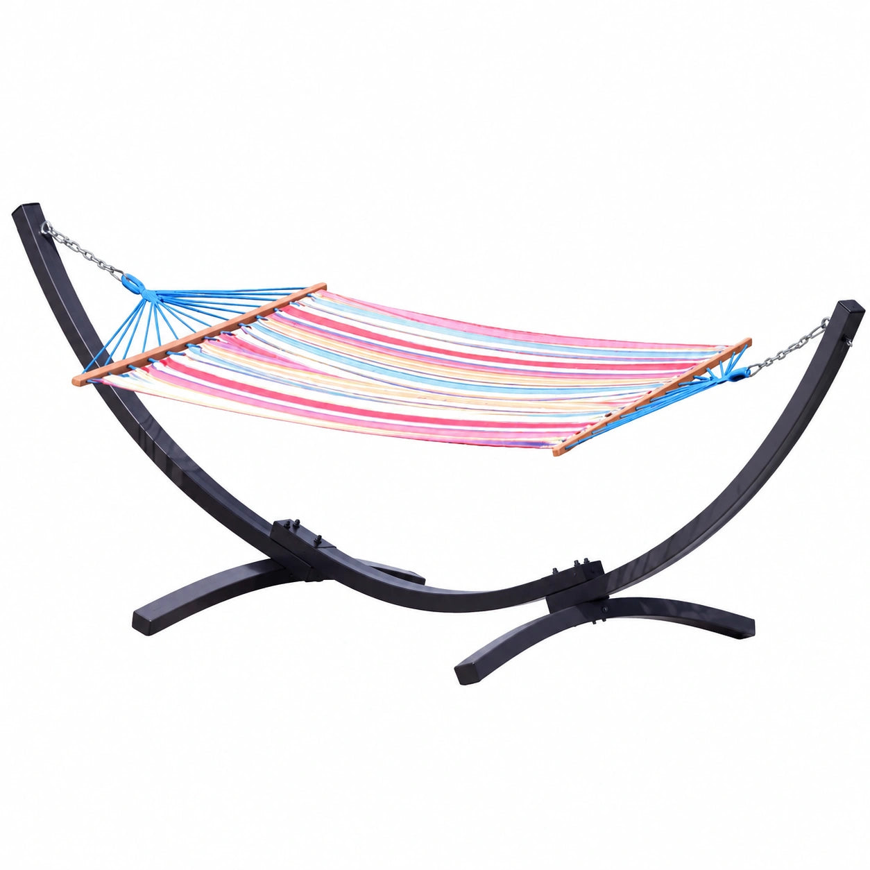 ALEOS. 375cm Metall-Hängemattengestell mit Stabhängematte, inklusive Ketten und Karabiner für Garten und Camping