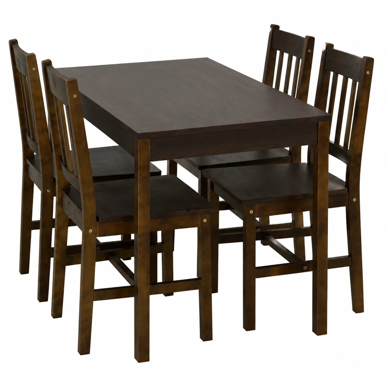 Essgruppe aus Holz in Braun mit Tisch und 4 Stühlen für Esszimmer