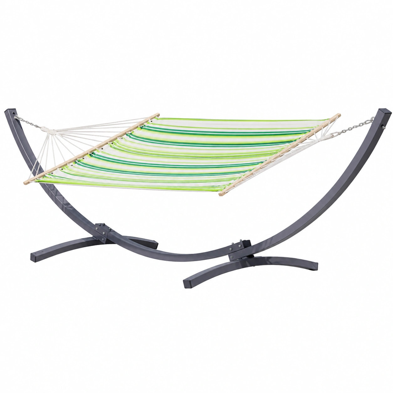 Robustes 375cm Hängemattengestell aus Metall mit Stabhängematte in Capri-Grün für Garten und Camping