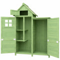 Robuster Gartenschrank aus Holz, 118x54x173 cm – Wetterfest für Balkon & Terrasse – Mit PVC-Dach & Ablagefächern – Grün