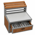 Robuster Gartenschrank aus Tannenholz mit Edelstahlplatte und Schublade, wetterbeständig und kippsicher, ideal für Terrasse und Grillbereich, 80 x 72,5 x 123 cm