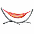 ALEOS. Metall-Hängemattengestell 375cm mit Tuchhängematte für Garten & Camping