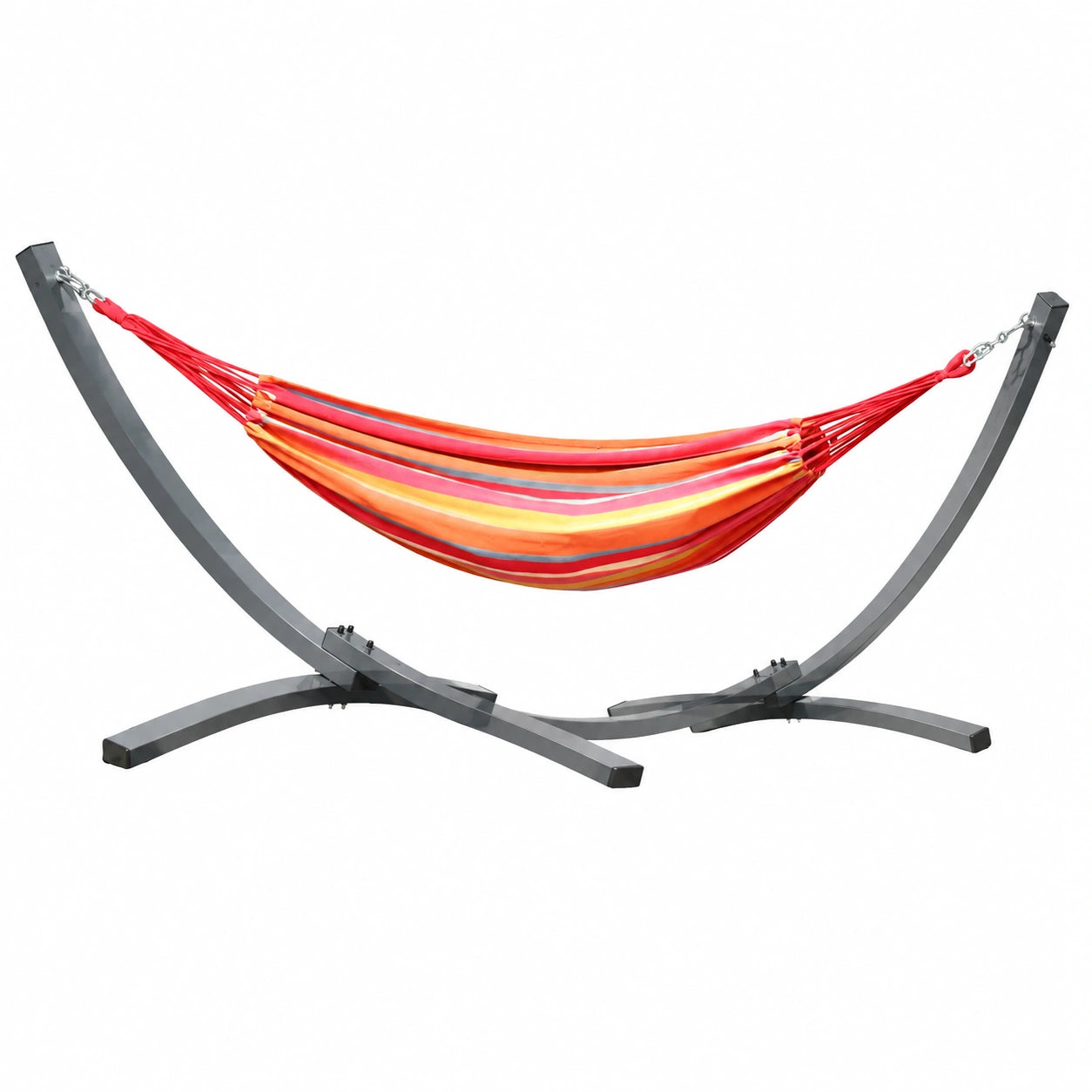 ALEOS. Metall-Hängemattengestell 375cm mit Tuchhängematte für Garten & Camping