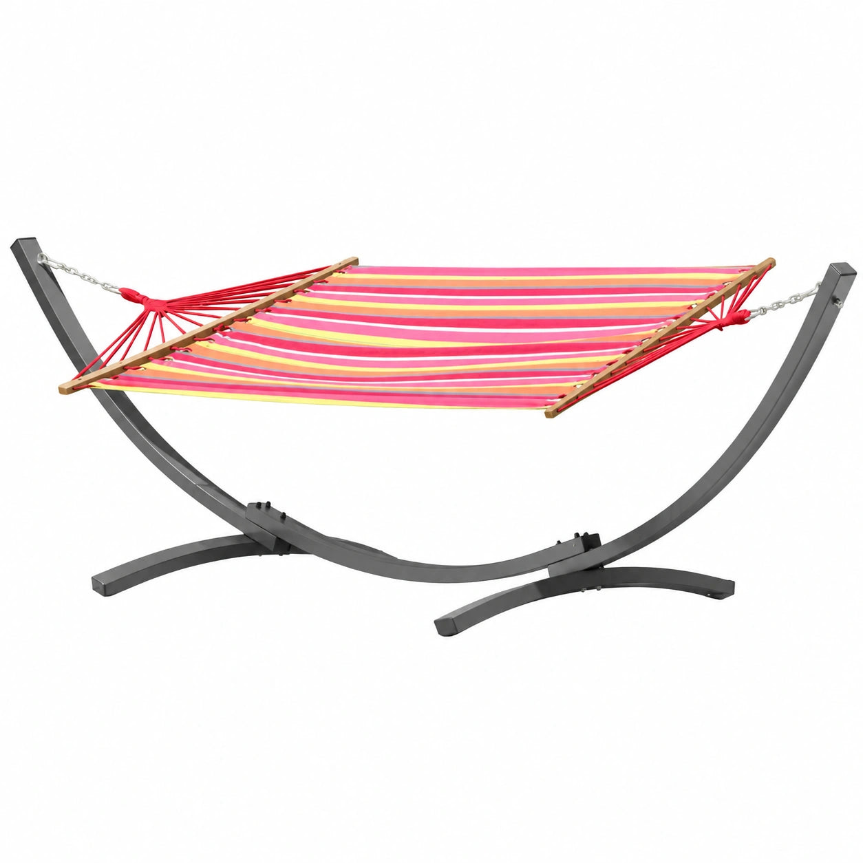 ALEOS. Metall-Hängemattengestell 375cm mit Stabhängematte für Garten und Camping