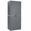 Gartenschrank aus Rattan mit 4 Einlegeböden, Grau