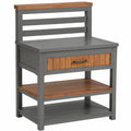 Wetterfester Gartenschrank aus Tannenholz mit Edelstahl-Arbeitsplatte und Schublade