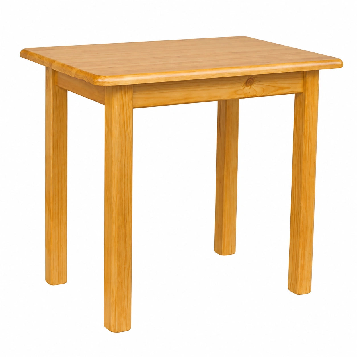 Kiefernholz Esstisch für 2 Personen mit abgerundeten Kanten, 80x60 cm, Farbe Erle