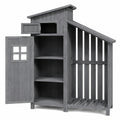 Wasserdichter Kiefernholz-Gartenschrank mit Satteldach, 124x46x174 cm für Balkon und Terrasse