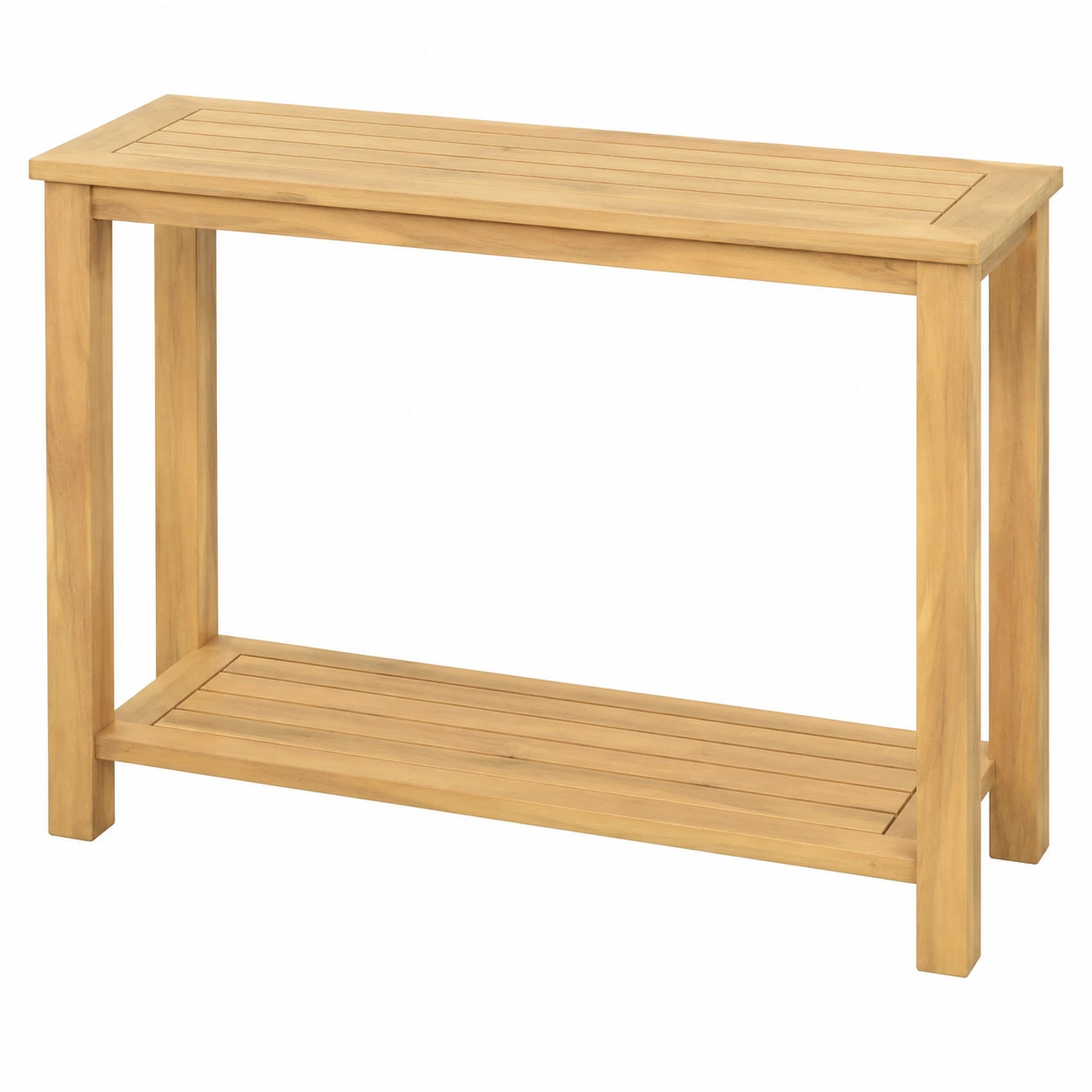 Robuster Gartentisch aus Akazienholz mit Regal, 80 x 35 x 75 cm