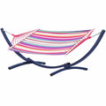 ALEOS. 375cm Metall-Hängemattengestell für Einzelpersonen mit Capri-Rojo Stabhängematte - Ideal für Garten und Camping inklusive Ketten und Karabiner