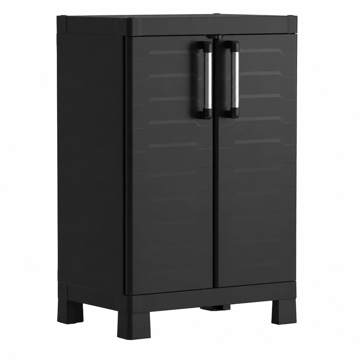 Keter Detroit Niedriger Kunststoffschrank, Schwarz, 65x45x97 cm