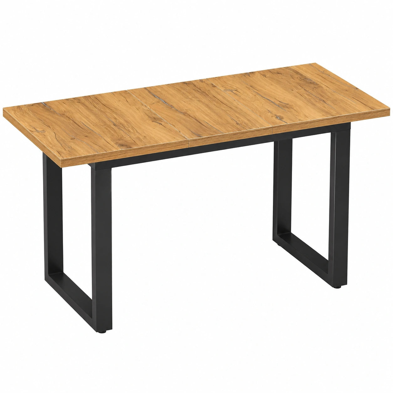 Erweiterbarer Esstisch Anna im skandinavischen Design, 120-160x80 cm, für 4-6 Personen, Holztisch mit schwarzem Kufengestell in Alteiche Optik