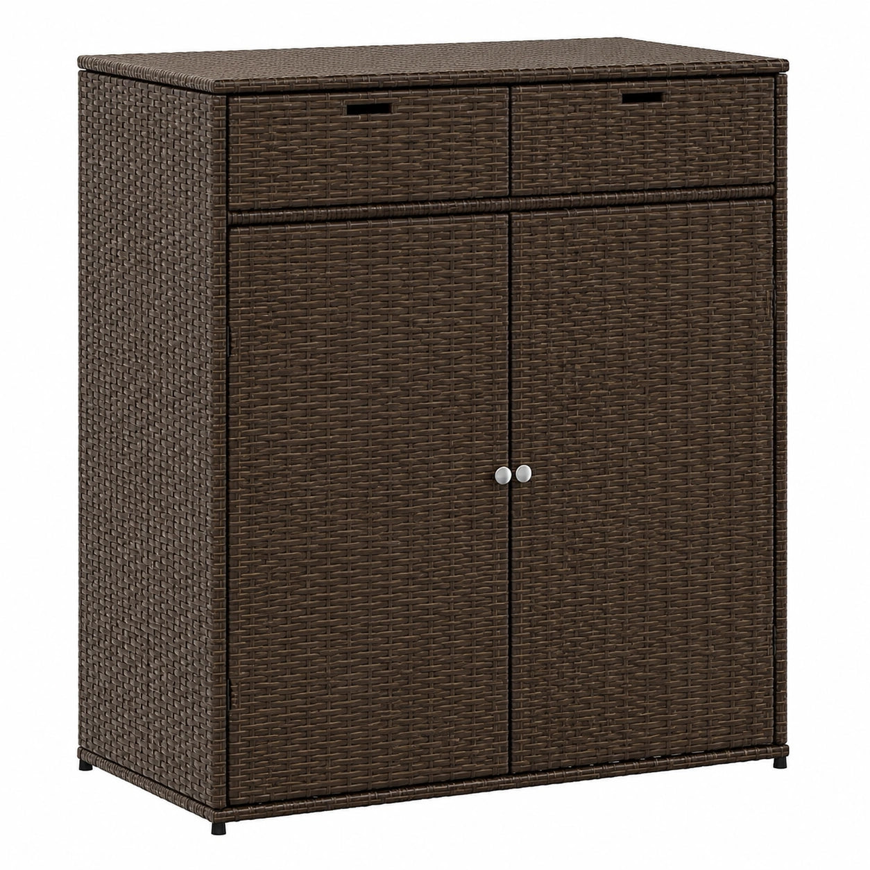 Hochwertiger Poly Rattan Gartenschrank mit Türen für Balkon und Terrasse
