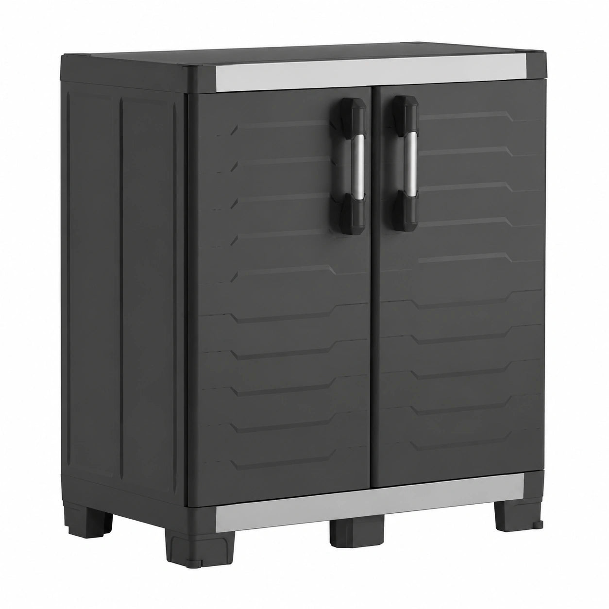 Keter XL Niedrigschrank, Schwarz, Robustes Aufbewahrungssystem